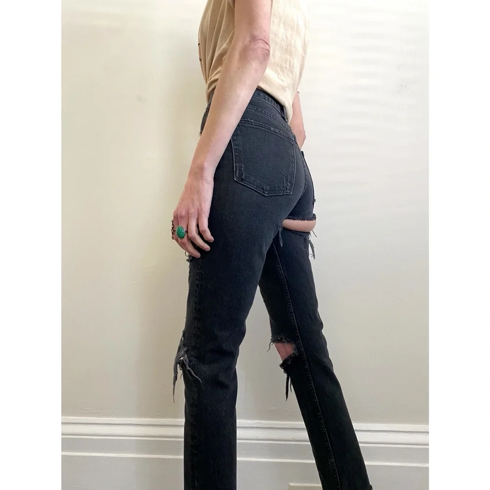 GRLFRND Denim Karolina Jeans in Travelin' Band Ripped Black jeans - Picture 6 of 9